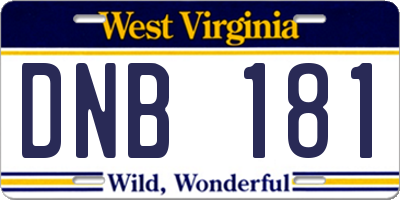 WV license plate DNB181