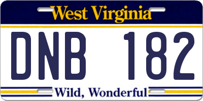 WV license plate DNB182