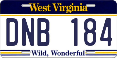 WV license plate DNB184