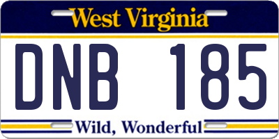 WV license plate DNB185