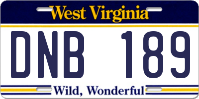 WV license plate DNB189