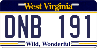 WV license plate DNB191