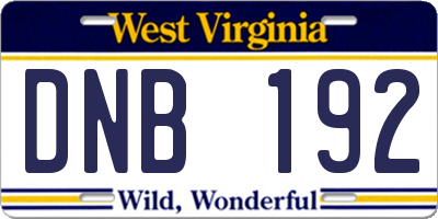 WV license plate DNB192