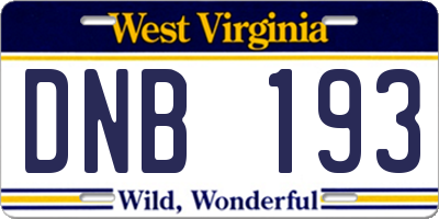 WV license plate DNB193