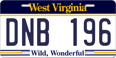 WV license plate DNB196