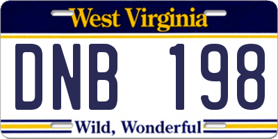 WV license plate DNB198