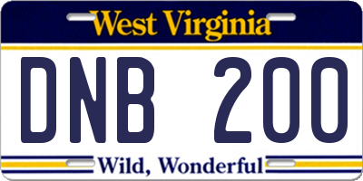 WV license plate DNB200