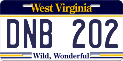 WV license plate DNB202