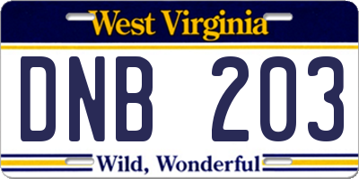 WV license plate DNB203