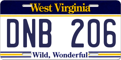WV license plate DNB206
