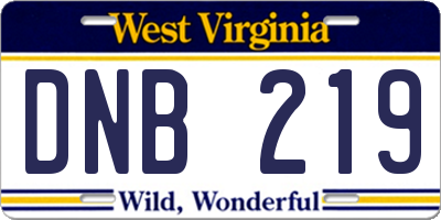 WV license plate DNB219