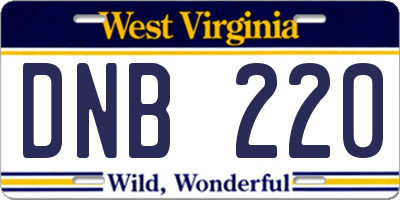 WV license plate DNB220