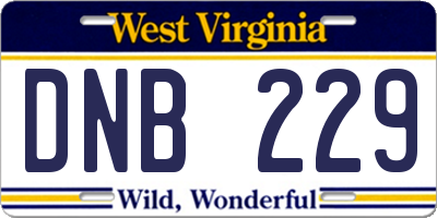 WV license plate DNB229