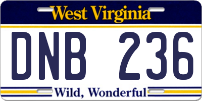 WV license plate DNB236