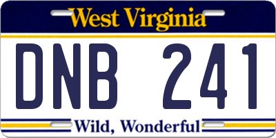 WV license plate DNB241