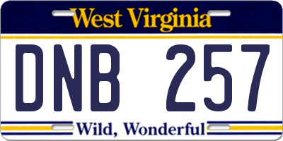 WV license plate DNB257