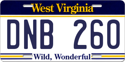 WV license plate DNB260