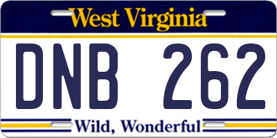 WV license plate DNB262