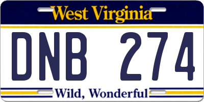 WV license plate DNB274