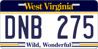 WV license plate DNB275