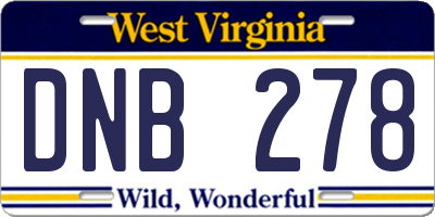 WV license plate DNB278