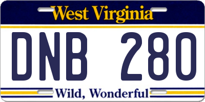 WV license plate DNB280