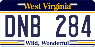 WV license plate DNB284