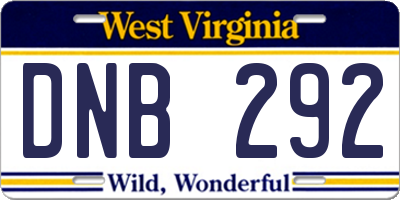 WV license plate DNB292