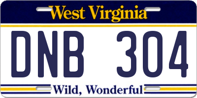 WV license plate DNB304