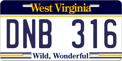 WV license plate DNB316