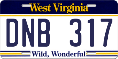 WV license plate DNB317