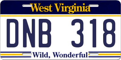 WV license plate DNB318