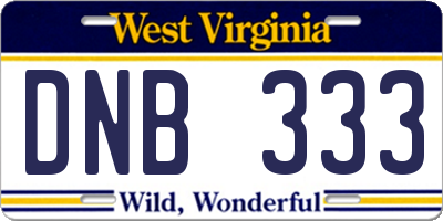 WV license plate DNB333