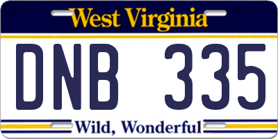 WV license plate DNB335