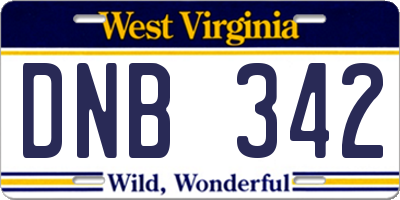 WV license plate DNB342