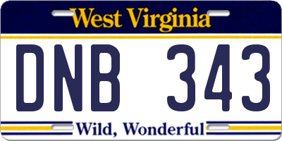 WV license plate DNB343