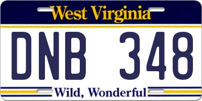 WV license plate DNB348