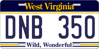 WV license plate DNB350