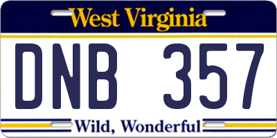 WV license plate DNB357