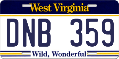 WV license plate DNB359