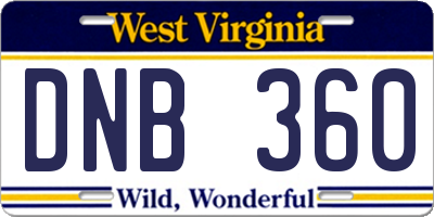 WV license plate DNB360