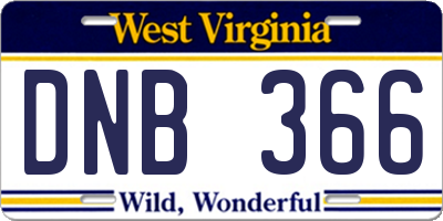 WV license plate DNB366