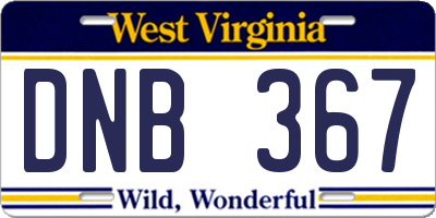 WV license plate DNB367