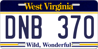 WV license plate DNB370