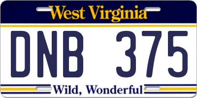 WV license plate DNB375