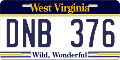 WV license plate DNB376