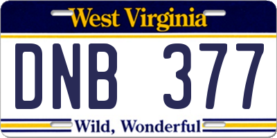 WV license plate DNB377