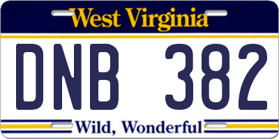 WV license plate DNB382