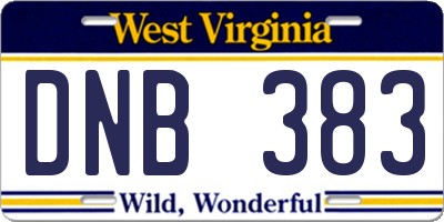 WV license plate DNB383