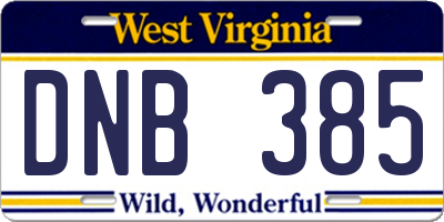 WV license plate DNB385